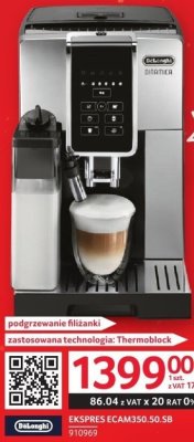 Ekspres do kawy DeLonghi ECAM350.50.SB promocja w Selgros