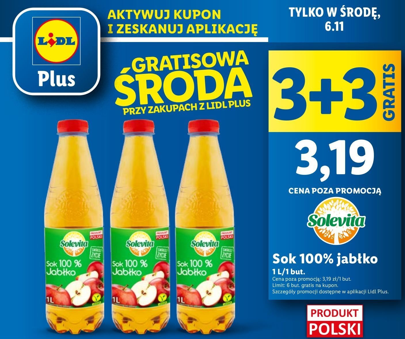 Sok jabłkowy 100 % Solevita promocja