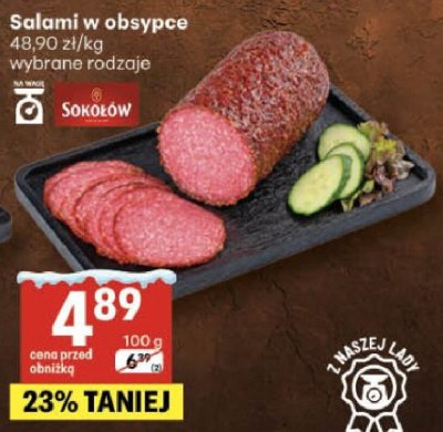 Salami w obsypce Sokołów wybrane rodzaje promocja w Delikatesy Centrum