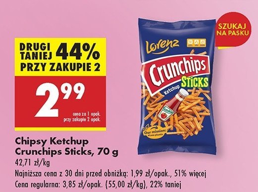 Chipsy ketchupowe Crunchips sticks Crunchips lorenz promocja