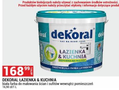 Farba DEKORAL ŁAZIENKA & KUCHNIA biała farba do malowania ścian i sufitów wewnątrz pomieszczeń promocja w Merkury Market