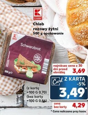 Chleb razowy 偶ytni K-classic promocja