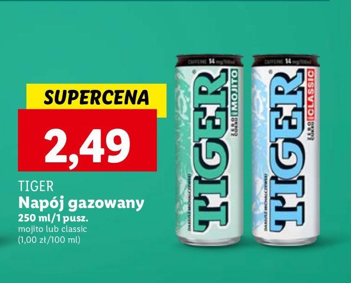 Napój mojito zero Tiger energy drink promocja w Lidl