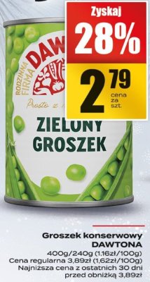 Groszek konserwowy DAWTONA Zielony Groszek promocja w Supeco