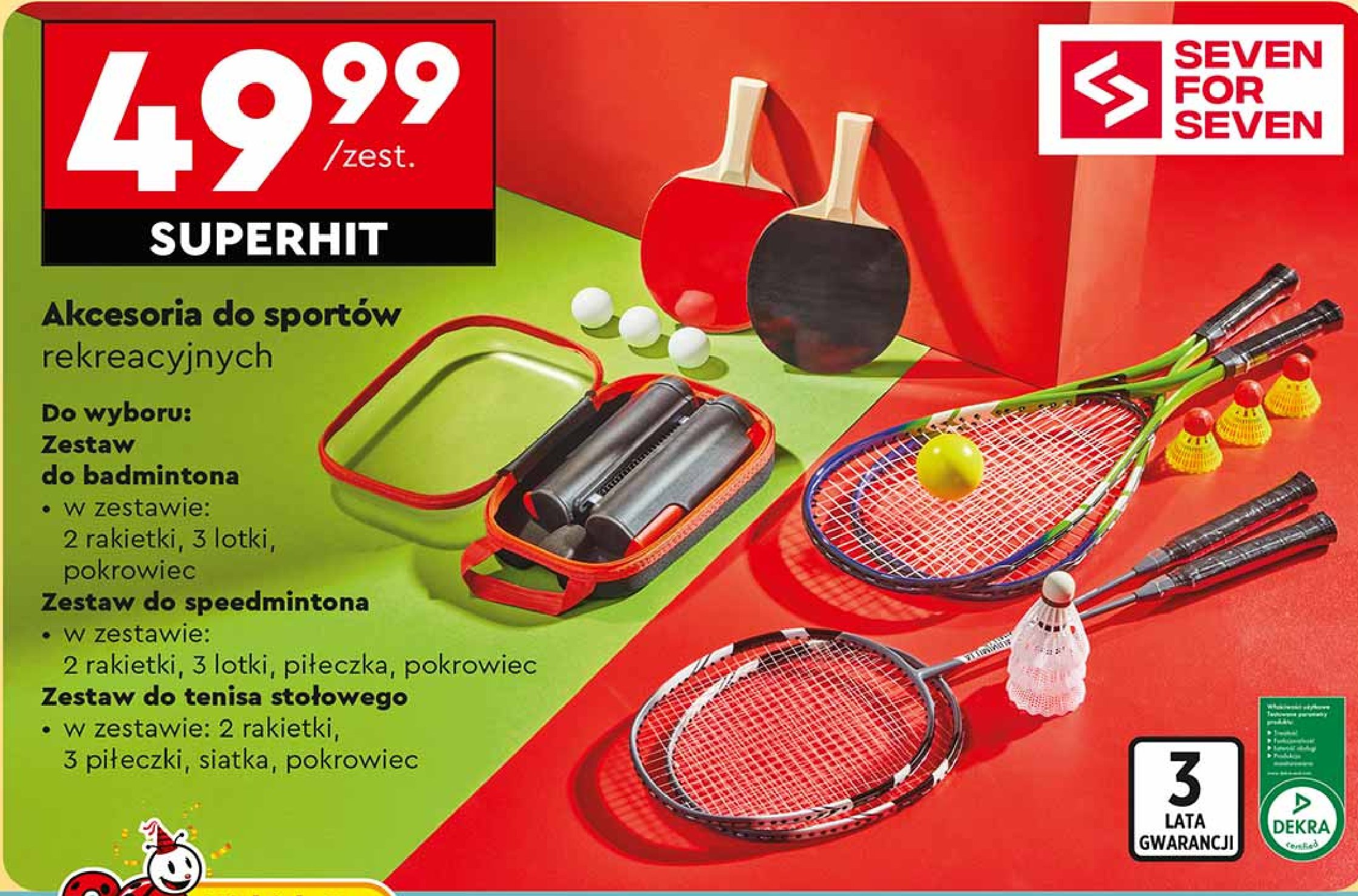 Zestaw do speedmintona Seven for 7 promocja w Biedronka
