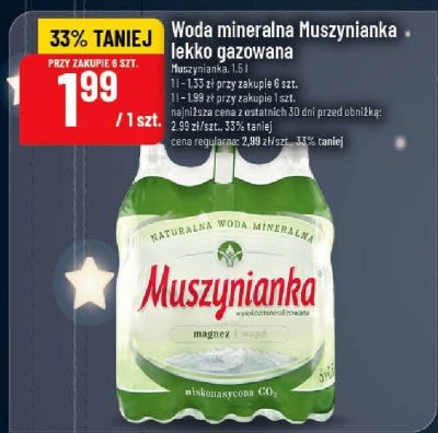 Woda mineralna Muszynianka lekko gazowana 1,5l promocja w POLOmarket