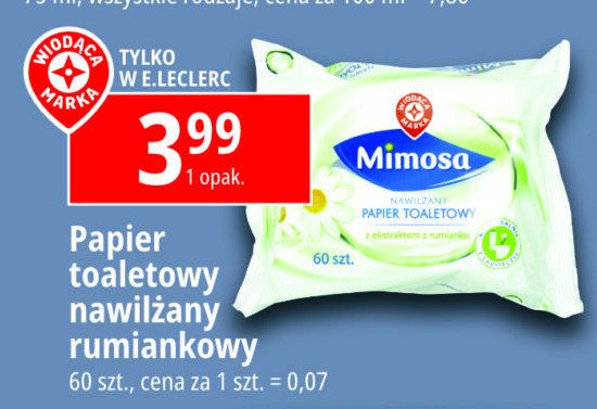 Papier toaletowy nawilżany rumiankowy Wiodąca marka mimosa promocja w Stokrotka