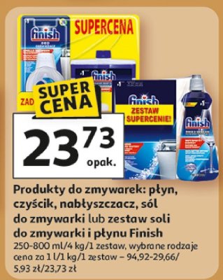 Produkty do zmywarek Finish: płyn, czyścik, nabłyszczacz, sól do zmywarki lub zestaw soli do zmywarki i płynu Finish promocja w Auchan