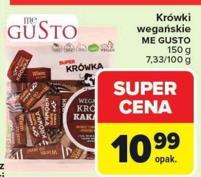 Krówki wegańskie Me Gusto 150 g promocja w Carrefour Market