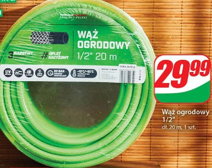 Wąż ogrodowy 1/2" dł 20 m promocja