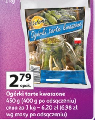 Ogórki tarte kwaszone 450 g (400 g po odsączeniu) promocja w Auchan