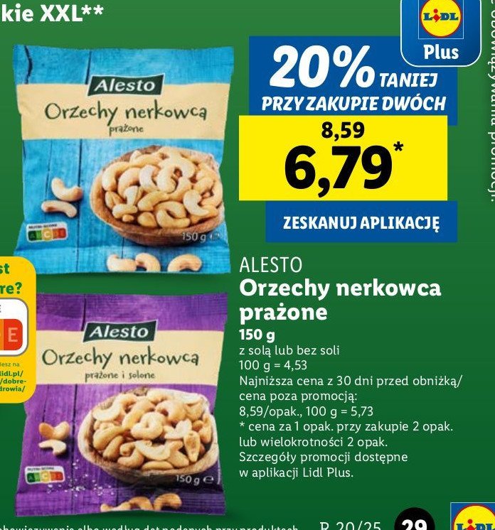 Orzechy nerkowca pra偶one i solone Alesto promocja