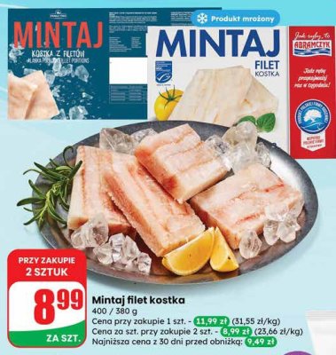 Mintaj filet kostka mrożony promocja w Dino