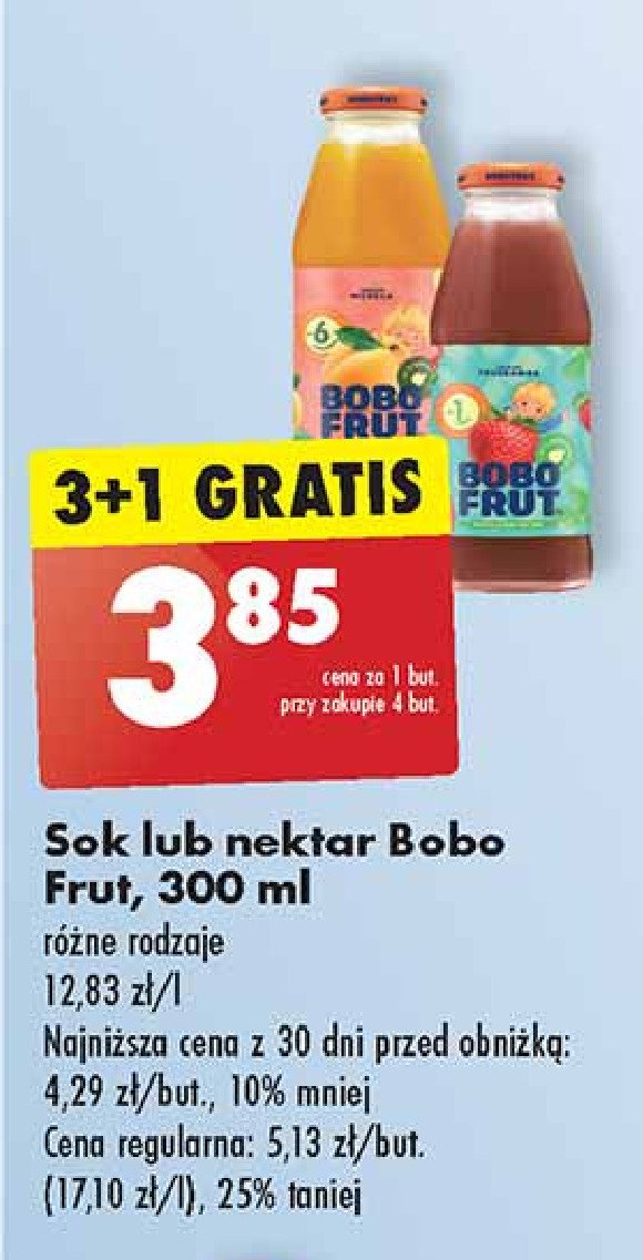 Nektar jabłko morela Bobo frut promocja