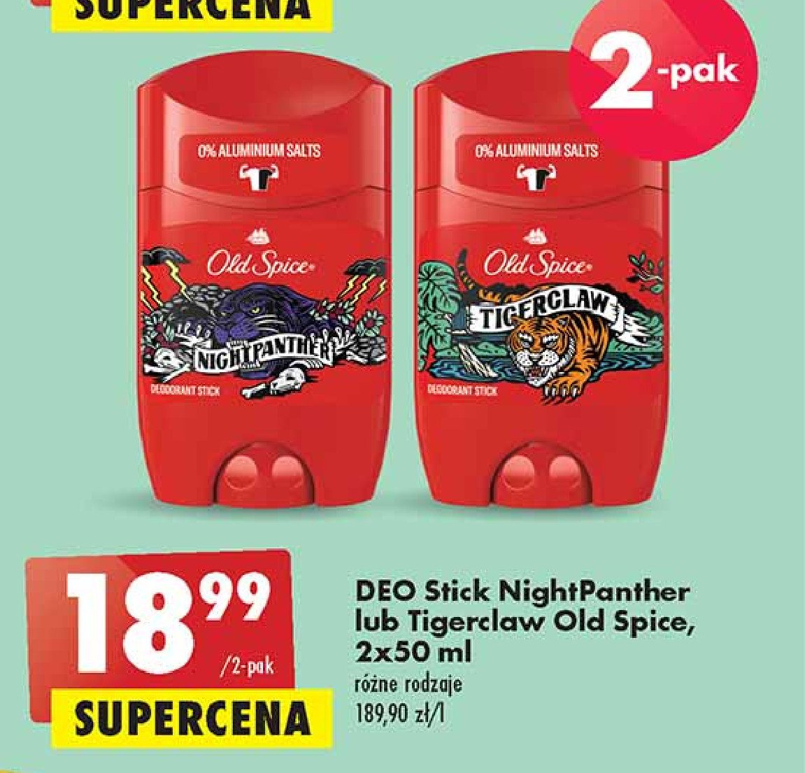 Dezodorant nightpanther sztyft + dezodorant tigerclaw sztyft Old spice zestaw promocja
