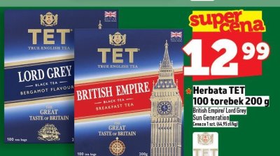 Herbata TET 100 torebek 200g Lord Grey/British Empire promocja w TOPAZ