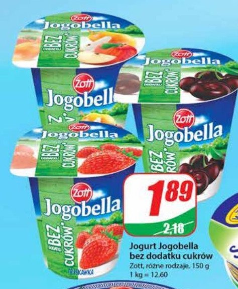 Jogurt czereśnia bez cukrów Jogobella promocje