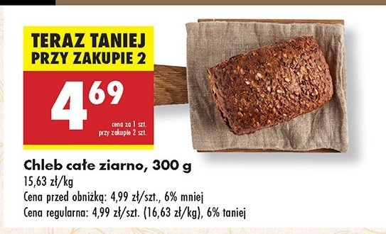 Chleb całe ziarno promocja w Biedronka