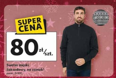 Sweter męski żakardowy, na zamek rozm. S-XXL promocja w Auchan