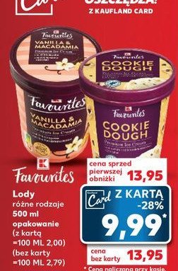 Lody vanilla & macadamia K-classic favourites promocja