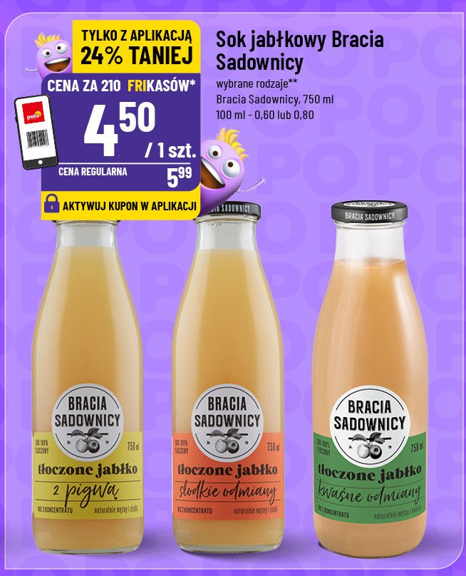 Sok t艂oczone jab艂ko kwa艣ne odmiany Bracia sadownicy promocja