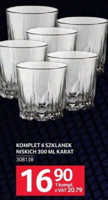 Komplet 6 szklanek niskich 300 ml Karat promocja w Selgros