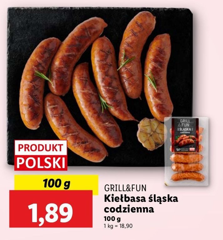 Kiełbasa śląska codzienna Grill and fun promocja w Lidl