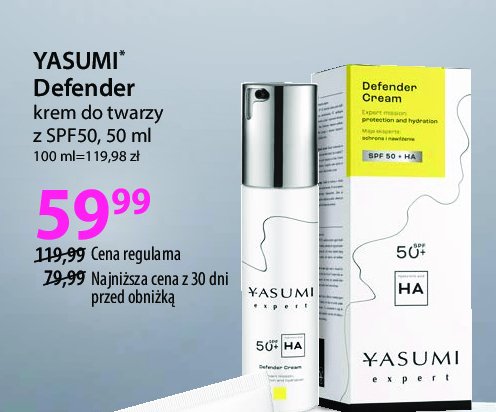 Krem do twarzy nawilżający spf 50 Yasumi defender promocja