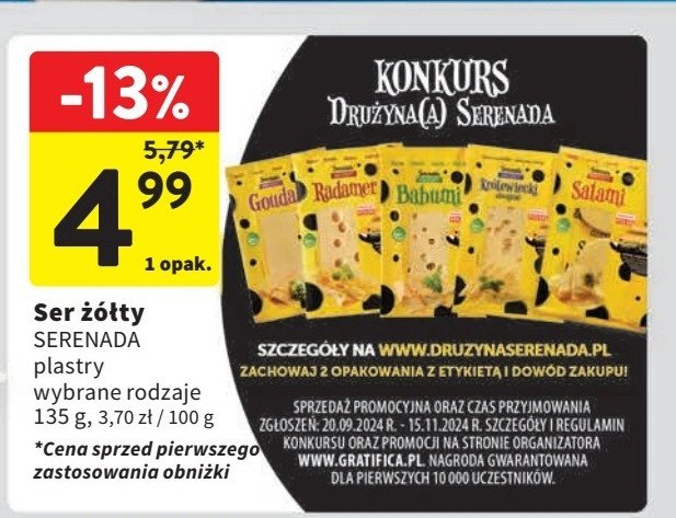 Ser żółty Serenada gouda promocja