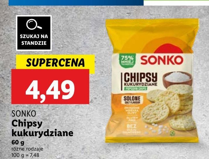 Chipsy kukurydziane solone Sonko promocja