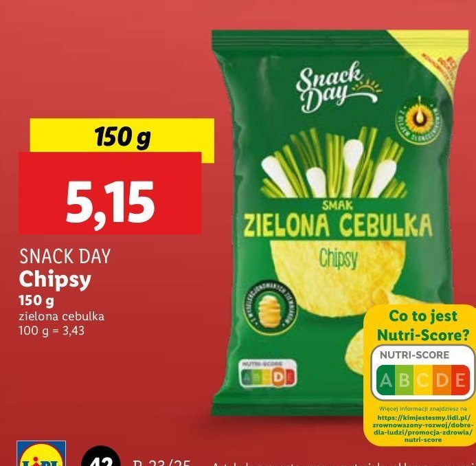 Chipsy zielona cebulka Snack day promocja
