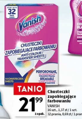 Chusteczki zapobiegające farbowaniu VANISH promocja w Intermarche