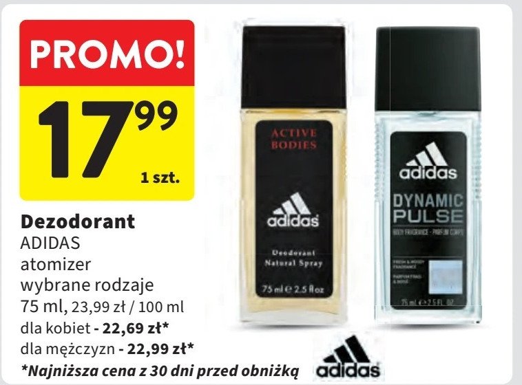 Dezodorant Adidas men active bodies Adidas cosmetics promocja w Intermarche