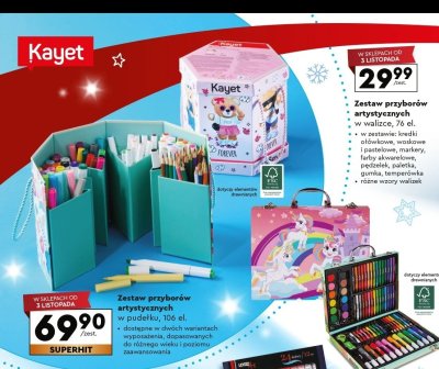 Zestaw przyborów artystycznych w pudełku, 106 el. promocja w Biedronka