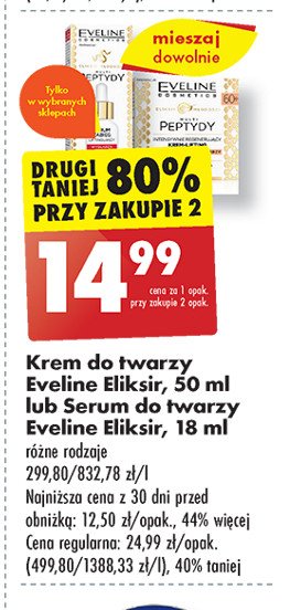 Krem do twarzy na dzień 60+ Eveline gold peptides promocja w Biedronka