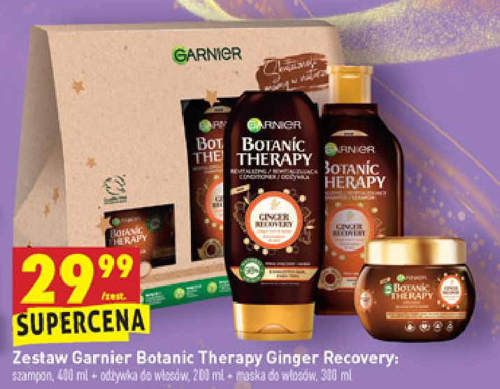 Zestaw w pudełku botanic therapy ginger recovery: szampon do włosów 400 ml + maska do włosów 300 ml + odżywka do włosów 200 ml Garnier zestaw promocja