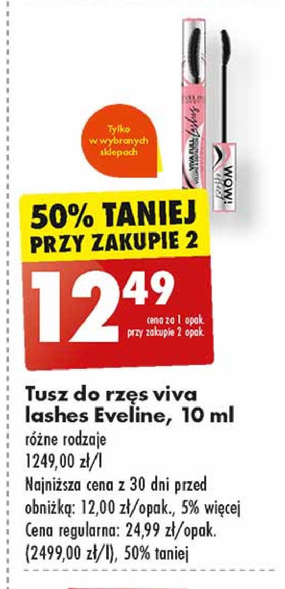 Tusz do rzęs zwiększający objętość EVELINE VIVA FULL LASHES promocja w Biedronka