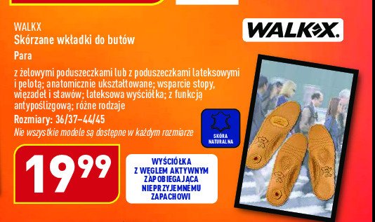 Wkładki do butów ze skóry naturalnej 36/37-44/45 Walkx promocja