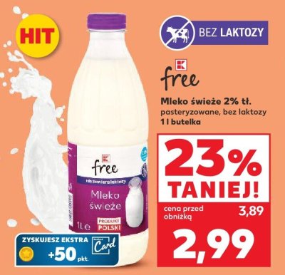 Mleko świeże 2% tł. pasteryzowane, bez laktozy promocja w Kaufland