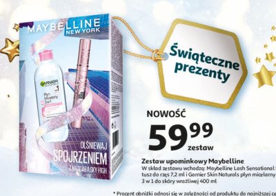Zestaw w pude艂ku: tusz do rz臋s the classic volum express + garnier p艂yn micelarny 3w1 400 ml Maybelline zestawy promocja
