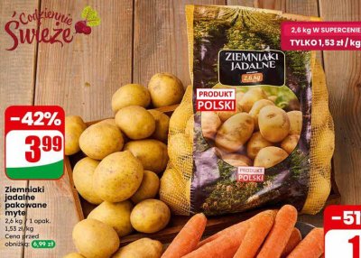 Ziemniaki jadalne pakowane myte promocja w Dino