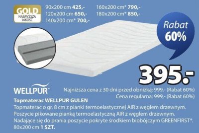 Topmaterac WELLPUR GULEN promocja w Jysk