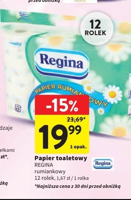 Papier toaletowy rumiankowy Regina promocja w Intermarche