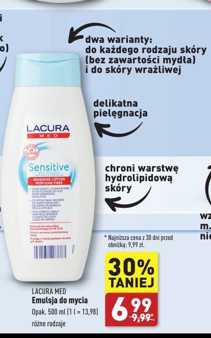 Emulsja do mycia ciała sensitive Lacura med promocja