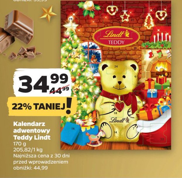 Kalendarz adwentowy teddy Lindt lindor promocja w Netto