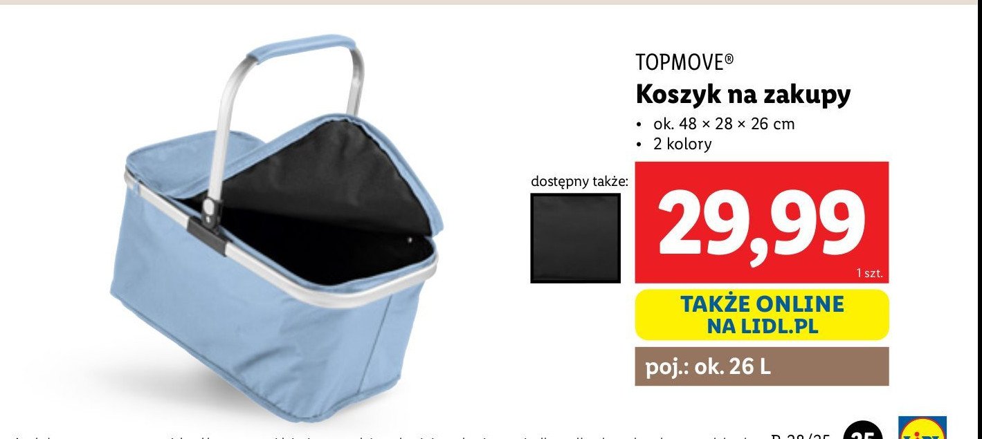 Koszyk na zakupy 48 x 28 x 26 cm Topmove promocja w Lidl