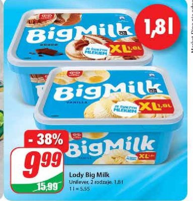 Lody vanilla Algida big milk promocja