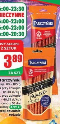 Kabanosy Exclusive różne rodzaje Tarczyński promocja w Dino