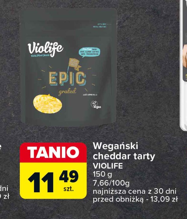 Ser tarty cheddar Violife promocja w Carrefour