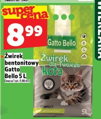 Żwirek bentonitowy Gatto Bello 5L promocja w TOPAZ